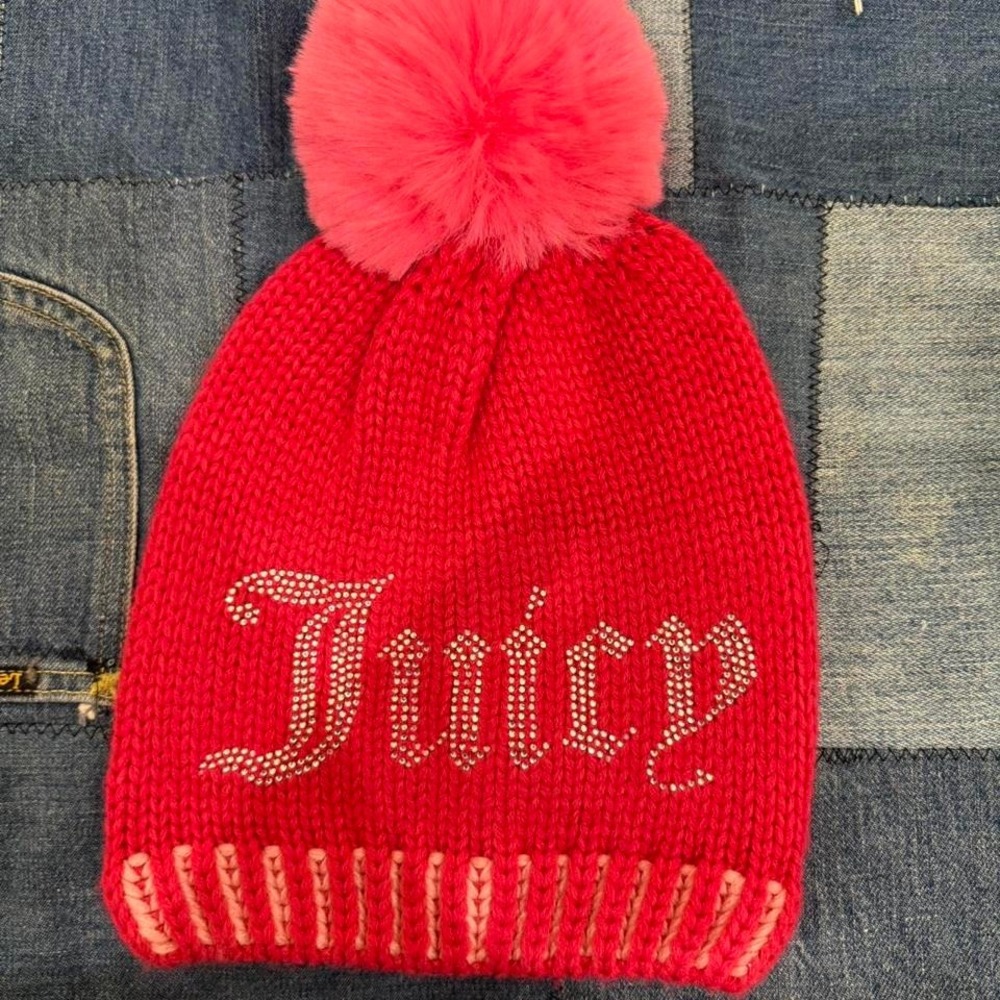 Juicy Couture pink pom pom beanie
